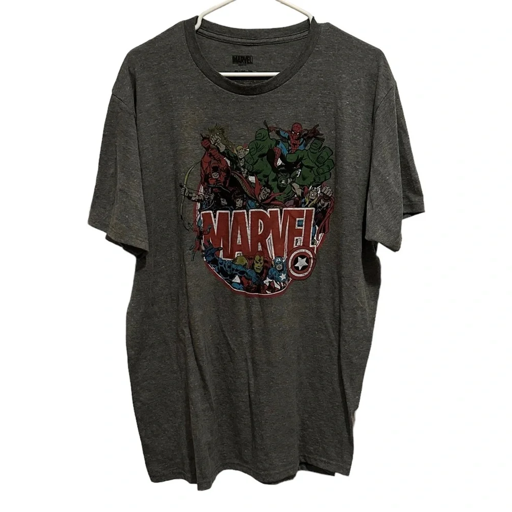 NWOT Gray Marvel Superheroes Short Sleeve T Shirt XL - Picture 1 of 4